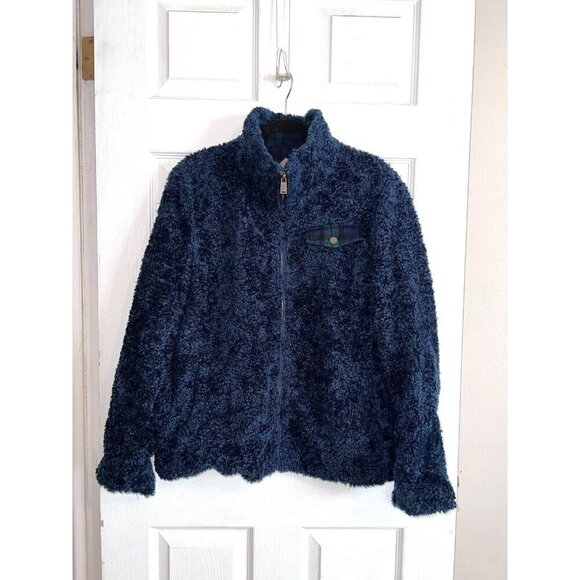 PENDLETON Womens Jacket Full Zip Blue Sherpa Jacket with Pocket Collared